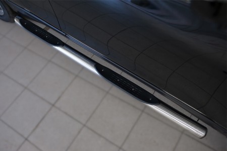 Пороги труба D76 с накладкой (вариант 1) на Ниссан Икс-Трейл ( Nissan X-Trail  2015-)