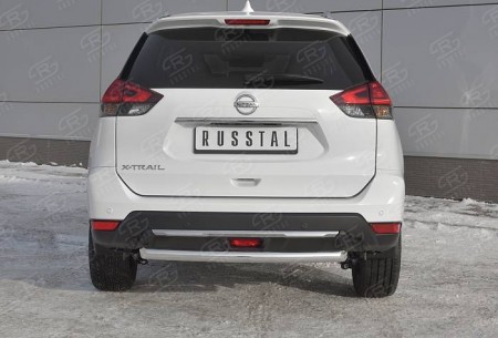 Защита заднего бампера D63 (дуга,средняя часть) на Ниссан Икс-Трейл ( Nissan X-Trail 2015-)