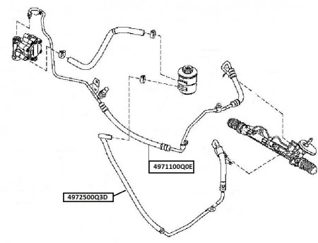 Шланг гидроусилителя (МТ под/AC) Nissan Almera G15/ 4971100Q0E/ 4971100Q0L