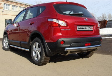Защита задняя (центральная) 75х42 мм на Ниссан Кашкай (Nissan Qashqa 2007-2014)