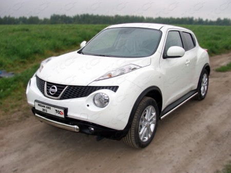Защита передняя нижняя 75х42 мм для Ниссан Джук (Nissan Juke 2010-2014)