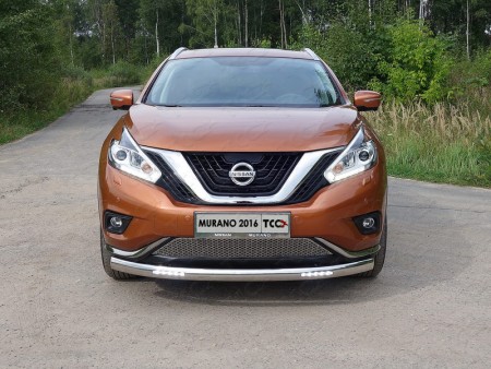 Защита передняя нижняя (овальная с ДХО) 75х42 мм на Ниссан Мурано ( Nissan Murano 2016-)