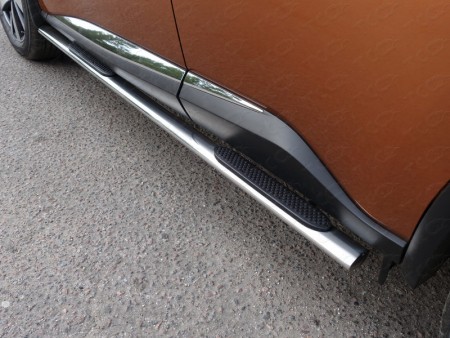 Пороги овальные с накладкой 75х42 мм на Ниссан Мурано ( Nissan Murano 2016-)