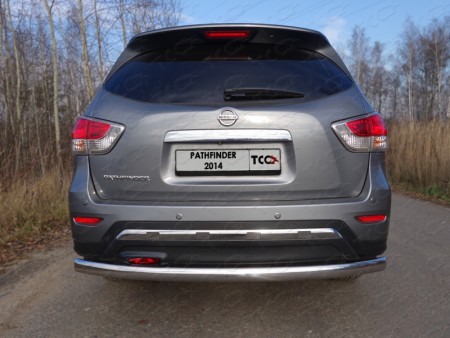 Защита задняя (овальная) 75х42 мм на Ниссан Патфайндер ( Nissan Pathfinder 2014-)