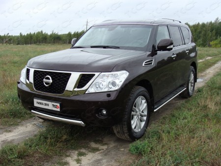 Защита передняя нижняя (овальная) 75х42 мм на Ниссан Патрол (Nissan Patrol 2010-2014)