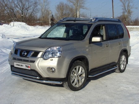 Защита передняя нижняя 60,3/42,4мм на Ниссан Икс Трейл ( Nissan X Trail 2011-2014) ) 