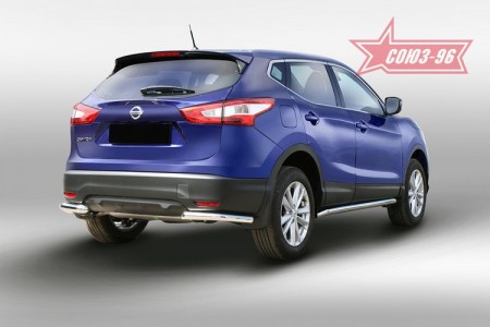 Защита заднего бампера уголки d60 на Ниссан Кашкай (Nissan Qashqai 2014-)