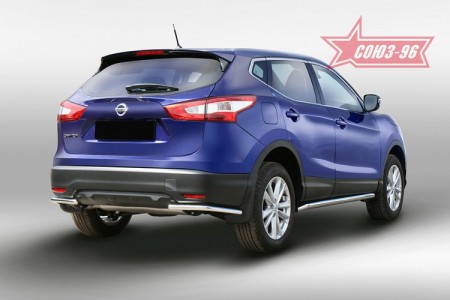 Защита заднего бампера уголки d42 на Ниссан Кашкай (Nissan Qashqai 2014-)