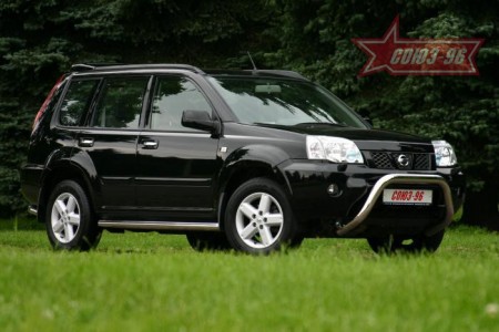 Кенгурятник (d 76 мм) низкий Ниссан Икс-Трейл (Nissan X-Trail 2004-)