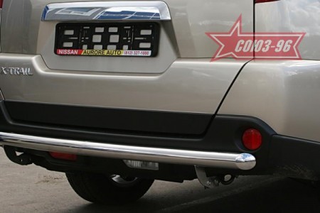 Защита заднего бампера "волна" d 60 на Ниссан Икс-Трейл (Nissan X-Trail 2007-2010)