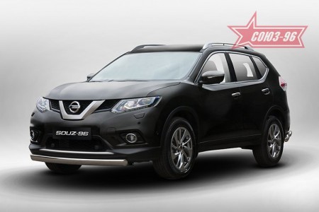 Защита переднего бампера труба 75x42 овальная Ниссан Икс-Трейл (Nissan X-Trail 2015-)