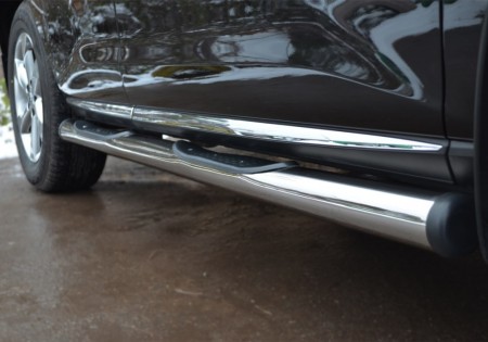 Пороги труба D76 с накладками (проступью) (вариант 2) на Ниссан Мурано ( Nissan Murano 2010-2015)