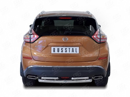 Защита заднего бампера D63 дуга-D42х2 дуги на Ниссан Мурано ( Nissan Murano 2016-)