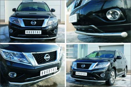 Защита переднего бампера D63 на Ниссан Патфайндер ( Nissan Pathfinder 2014-)