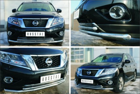 Защита переднего бампера D63/D42 (дуга) на Ниссан Патфайндер ( Nissan Pathfinder 2014-)