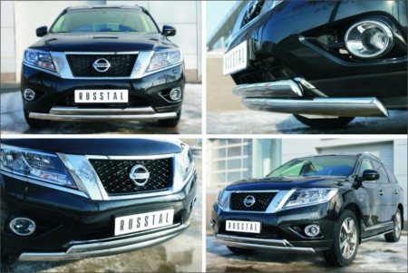 Защита переднего бампера D75х42 (дуга) D75х42 (дуга) на Ниссан Патфайндер ( Nissan Pathfinder 2014-)