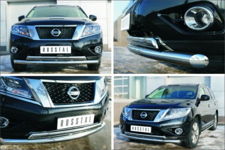 Защита переднего бампера D76 (дуга) D75х42 (дуга) на Ниссан Патфайндер ( Nissan Pathfinder 2014-)