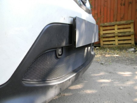 Защита радиатора на Ниссан Кашкай ( Nissan Qashqai 2014-) black с парктроником