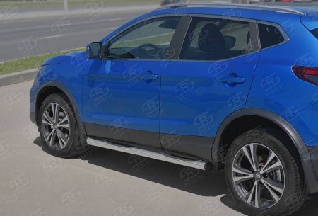Пороги труба d76 с накладкой (вариант 2) NISSAN QASHQAI 2019-