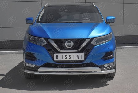 Защита переднего бампера d63 секции-d75х42 дуга NISSAN QASHQAI 2019- 