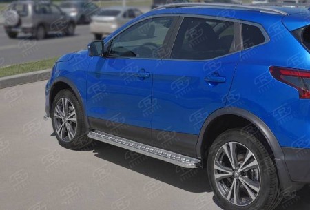 Пороги труба d42 С листом (Лист алюм, проф.сталь)(Вариант2)  NISSAN QASHQAI 2019-