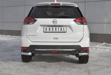Защита заднего бампера уголки D63 на Ниссан Икс-Трейл ( Nissan X-trail 2015-2018, 2018-))