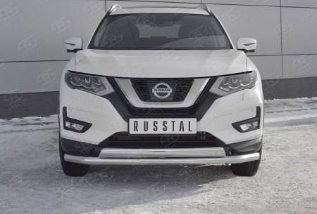 Защита переднего бампера d63 секции-d75х42 дуга NISSAN X-TRAIL (T32) 2018-