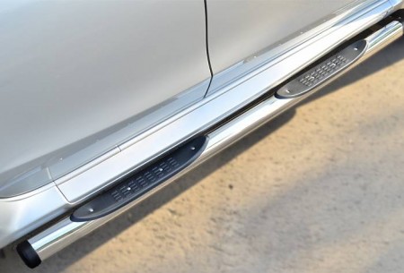 Пороги труба d76 с накладкой (вариант 2) на Ниссан Террано (Nissan Terrano 2014-)