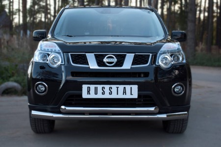 Защита переднего бампера d76/63 на Ниссан Икс-Трейл (Nissan X-Trail 2011-2014) NTZ-000914
