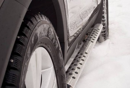 Пороги труба d75х42 овал с проступью Ниссан Икс-Трейл (Nissan X-Trail 2011-2014) NXO-010091