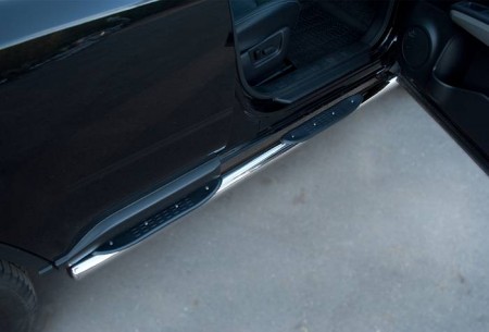 Пороги труба d76 с накладками (Вариант 3) на Ниссан Икс-Трейл (Nissan X-Trail 2011-2014) NXT-0100973