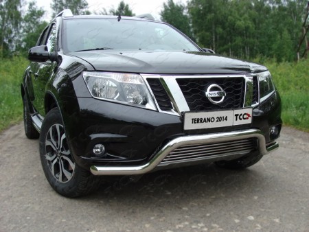 Защита передняя (кенгурин с решеткой) 60,3 мм/ 12мм для Ниссан Террано (Nissan Terrano 2014-)