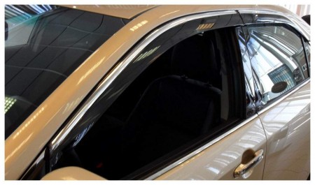 Дефлекторы окон 4шт С МЕТАЛЛ. ХРОМ-МОЛДИНГОМ Ниссан Икс-Трейл (Nissan X-Trail 2015-)