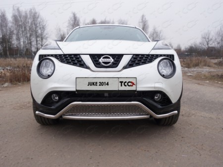 Защита передняя (кенгурин с вставкой и решеткой) 42,4 мм на Ниссан Джук (Nissan Juke 2015-)