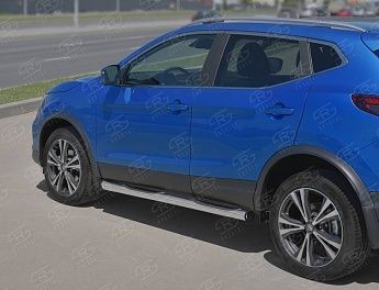 Пороги труба d76 с накладкой (вариант 2) NISSAN QASHQAI 2019-
