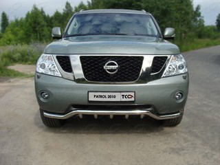 Защита передняя (кенгурин со вставкой) 60,3 мм на Ниссан Патрол (Nissan Patrol 2010-2014)