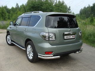 Защита задняя (уголки двойные) 76,1/42,4 на Ниссан Патрол (Nissan Patrol 2010-2014 Y62)