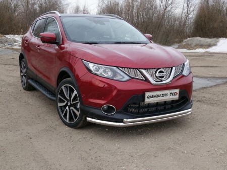 Защита передняя нижняя (двойная) 60,3/42,4 мм на Ниссан Кашкай J11 (Nissan Qashqai с 2014-)