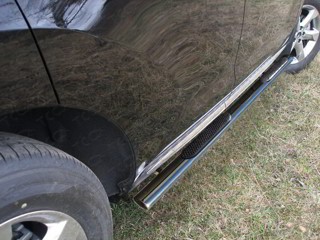 Пороги овальные с накладкой 75х42 мм на Ниссан Мурано ( Nissan Murano 2010-2015)