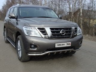 Защита передняя (кенгурин с вставкой) 60,3 мм на Ниссан Патрол (Nissan Patrol 2014-)