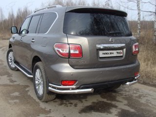 Защита задняя (уголки двойные) 76,1/42,4 мм на Ниссан Патрол (Nissan Patrol 2014-)