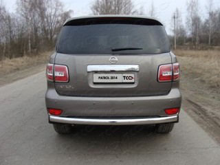 Защита задняя (овальная) 75х42 мм на Ниссан Патрол (Nissan Patrol 2014-)